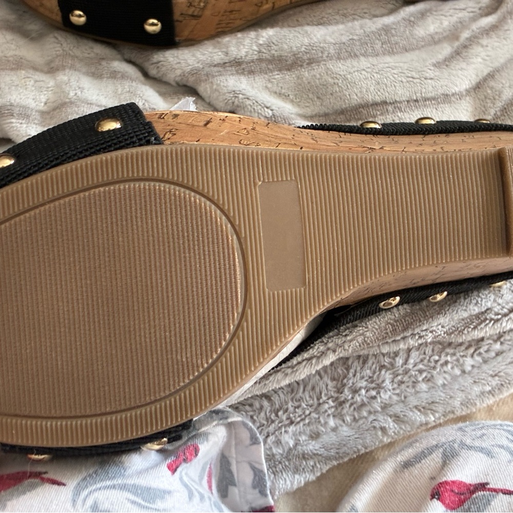 Steve Madden Cork Black Strap Nautic Sandals NWT - Picture 3 of 8